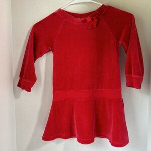 Baby gap velour velvet red long sleeve tunic dress size 4 T